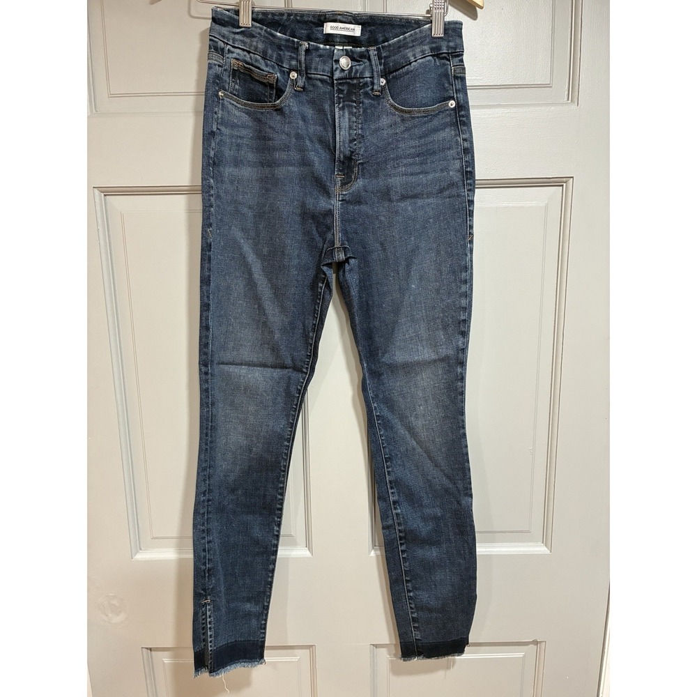 Good American Jeans women's 6/28 Good Waist Skinny Legs Raw Hem High Waist Stret